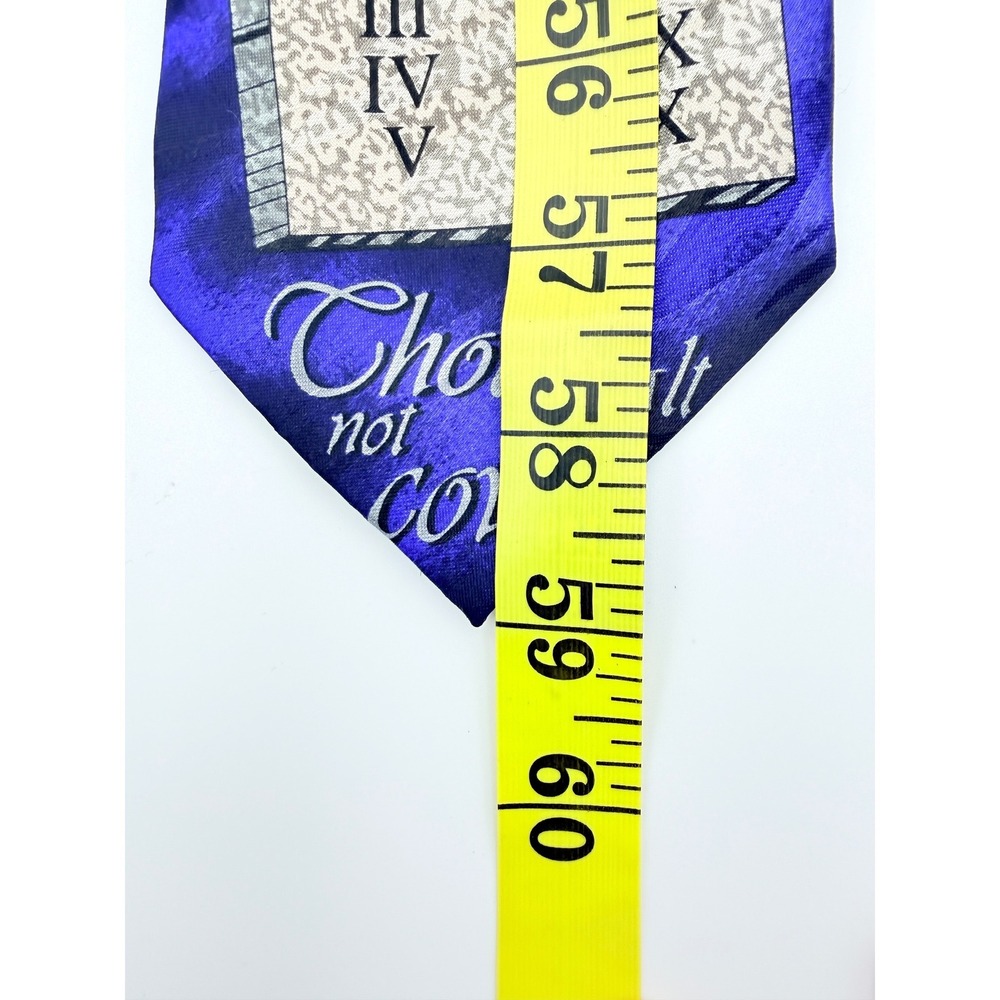 Ten Commandments Religious Purple Blue Silk Necktie Clergy Christian Faith Tie - Picture 5 of 7